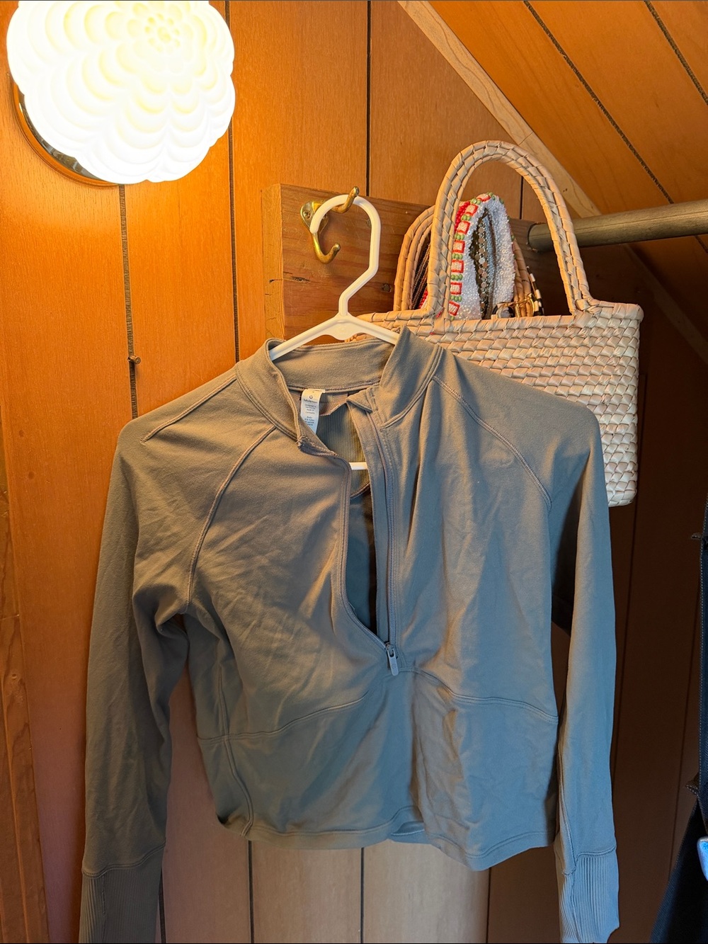 lululemon athletica gray lightweight zip-front long sleeve top